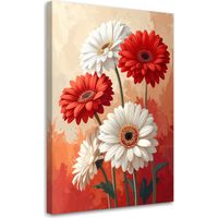 Impression sur Toile, Gerberas rouges et blancs sur fond clair,30x45