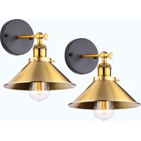 Lampada da Parete Interni, Industriale Stile Applique con Ø22cm Paralume, Illuminazione da Parete Regolabile 180° per Soggiorno Camera da Letto Corridoio (Oro) 2PCS