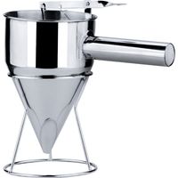 Dispensador de masa para panqueques de acero inoxidable, embudo de pistón con soporte para magdalenas Takoyaki