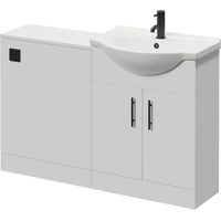 Alexander James Cento Gloss White 1250mm 2 Door Vanity Unit Toilet Suite - 1250mm - Matt Black 96mm Bar HandleWithout James Toilet Pan