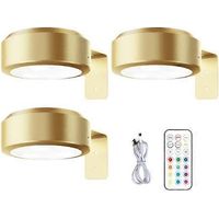 Applique murale sans fil avec télécommande, intensité réglable, fonctionne sur piles, orientable, 13 couleurs RGB – Or parfait