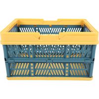 Paniers pliables avec poignées en polypropylène imperméable, caisses de rangement pliables pour la maison, la cuisine, la chambre ou le bureau, jaune et vert, grande taille