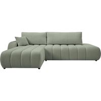 CELESTE - Canapé d'angle convertible tissu bouclette 4 places - Vert - Droit