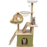 Tiragraffi con grande letto imbottito, Tiragraffi stabile per gatti, Altezza: 40 x 55 x 140 cm