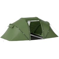 Tunneltent voor 4-6 personen, kampeertent met deur, grondzeil, 2000 mm waterdicht, groen