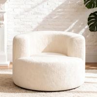 LANKOU Circular Lounge Sofa, Round Bean Bag Chair, Boneless Sofa with 100% Solid Foam, 150kg Capacity, No Assembly(Beige)