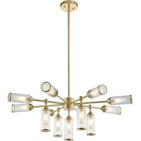 Merano Trieste Plafonnier suspendu multi-bras, plaque en laiton satiné, transparent, verre dépoli