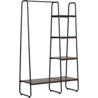 Perchero de madera 4 estantes barra colgar dormitorio salón 101x39x160 cm marrón rústico