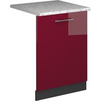 Panel frontal del lavavajillas Fame-Line, Rojo Burdeos alto brillo, 60 cm , ET Mármol, Vicco
