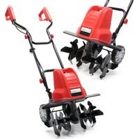 Wiltec – Motobineuse électrique 1500 W – Vitesse 400 tr/min – Profondeur de travail 220 mm – Fraises 205 mm pour binage et sarclage