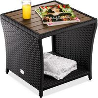 CASARIA® Tavolino in Legno Polyrattan Acacia 45x45x40cm Carico Max 80kg Tavolo da Esterno Giardino Arredo Balcone Black (en)