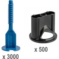 Kit croisillons autonivelants 2 mm Pro-Leveling 500 têtes et 3000 bases droites