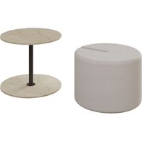 Table d'appoint avec pouf en bois "Vexana" - 43 x 43 x 47 cm - Travertin