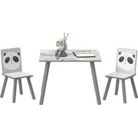 Set Tavolino e 2 Sedie per Bambini 3-8 Anni in MDF e di Pino, Grigio