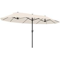 Ombrellone da Giardino Doppio da Giardino 4.6x2.7 m a 12 Stecche con Prese d'Aria e Manovella, Ombrellone per Esterno in Acciaio e Poliestere, Anti UV, per Balcone e Terrazza, Beige