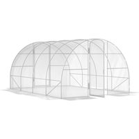 Outsunny – Serre tunnel 12 m² – Dimensions 395 x 295 x 195 cm – Bâche anti-UV 150 g/m² – 2 portes à charnières pour aération optimale
