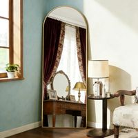 Miroir pleine longueu 162 x 53cm - Miroir sur Pied - Grand miroir au sol - Cadre en Métal - Miroir Autoportant avec support pour chambre à coucher, miroir suspendu pour salon,vestiaire - Doré