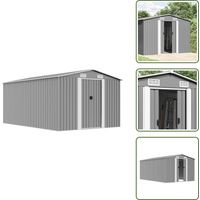 Abri de jardin 257x392x181 cm Métal Gris - Abris De Jardin - Cabane Extérieure - Rangement Extérieur - Abri Métallique - Stockage Outillage