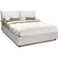 Talamo Italia Cama matrimonial Maya, Cama contenedor con tapizado en ecopiel, 100% Made in Italy, Apertura frontal, adecuado para colchón 140x190 cm, Blanco, con embalaje reforzado
