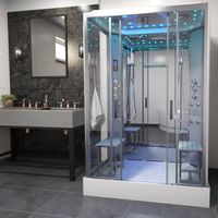 Insignia Platinum Twin Steam Shower Cabin Enclosure Rectangle 1400x900mm Chrome