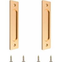 Poignée de porte coulissante rectangulaire, poignée de porte coulissante encastrée en aluminium avec vis de montage, adaptée aux portes coulissantes (Or mat, 2 pièces)