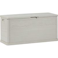 Toomax Multibox Woody's baule da 280L multiuso 117x45x56h cm portaoggetti da giardino, colore grigio tortora effetto legno, resistente ai raggi UV, dotato di foro per lucchetto, ideale per esterni