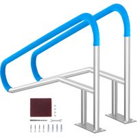 Mophorn Pool-Handlauf, 2 Stück, 140 x 81 cm, Edelstahl-Poolgeländer mit Grundplatte für Innen-/Außenpools, rostfreier Haltegriff mit Griffabdeckung und Zubehör für Spas und Decks