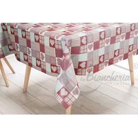 TOVAGLIA LIMA © in TELA CERATA plastificata LAVABILE idrorepellente in PVC CUORE ROSSO made in Italy Cm.140x400