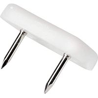 Adsamm® / 32 x scivoli in plastica con 2 chiodi / bianchi / 18x30 mm / rettangolari / puntali sottosedia in polietilene con chiodi / piedini protettivi per arredi