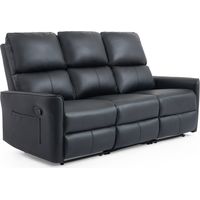 MADRID 3 SEATER MANUAL RECLINER AIR LEATHER SOFA BLACK