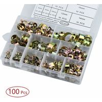 Ahlsen Abrazadera de manguera con abrazadera de resorte, 100 piezas Abrazadera de manguera de gasolina Abrazadera de manguera ajustable de 6-17 mm 5 tipos de tamaños para fijar mangueras blandas y dur