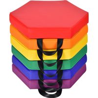 COSTWAY 6er Set Kinder Stuhlkissen mit Griff, Bodenkissen mit Reissverschluss, Sitzkissen Mehrfarbig, Sitzerhoehung Hauptkissen für Kinderzimmer und Kindergarten 38x34cm Bunt