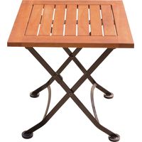 Table d'appoint pliable table de camping balcon table longueur 45 cm bois d'eucalyptus pliable, métal marron, H 45 cm, jardin balcon