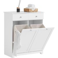 Sobuy – Meuble bas de salle de bain avec panier à linge – Armoire toilette 2 tiroirs – MDF E1 résistant à l’humidité – Dimensions 78x38,5x90,5cm – BZR33IIW