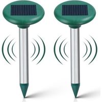 Lot de 2 Répulsif Taupe Solaire - Répulsif Ultrason Mole Chasse - Taupe Solaire Intelligent Combine Sons et Vibrations Anti-Taupe Rats