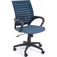 Blauer Bürostuhl mit Rollen und Armlehnen