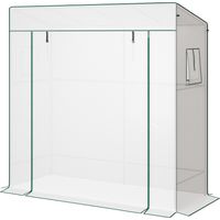 Invernadero exterior Ventanas Malla Puerta Cremallera Cultivar Plantas Flores 196x77x197 cm Blanco