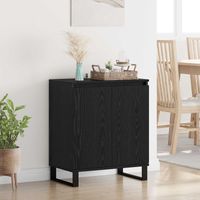 Vidaxl – Buffet chêne noir 60 x 35 x 70 cm – Bois d'ingénierie résistant aux rayures – Pieds en fer modernes – Rangement pratique avec 2 portes