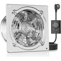 1 Ventilateur d'extraction, 200 mm, Acier inoxydable, 980 m³/h, Clapet anti-retour, Cuisine Salle de bain Garage