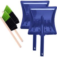 Garronda Ensemble pelle et balayette Noir/Vert + Bleu — pelle métal manche métal brosse poils PET — Lot de 2 — GD-0172
