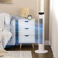 45-W-Turmventilator mit 3 Modi und 3 Geschwindigkeitsstufen, 12-Stunden-Timer, aus ABS und Aluminium, Ø 31,5 x 93 cm, Weiß