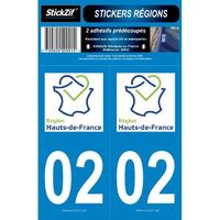 2 Autocollants Region Departement 02 SR02