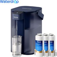 Waterdrop Instant Electric Water Filter Jug, 3.5 L 3 Month Water Filter, Outdoor Drinking Water System, Reduces Chlorine, Lead, Mercury, PFAS, PFOA/PFOS, Blue (With 3 Litre Filters)