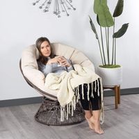 Coussin rond coussin de chaise capitonné arrondi coussin de sol épais couleur unie confortable, Garden Cushion, Rattan Armchair Cushion, Hanging Chair Cushion, (Orange,120120cm)-sans chaise