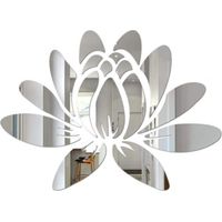 Lotus Wall Sticker - Acrylic Mirror Flower Peel and Stick Decal - for Bedroom Bathroom Living Room - 1 Piece
