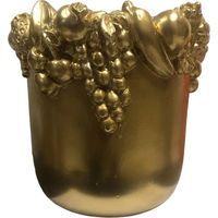 KERSTEN VASO DI CERAMICA CON FRUTTA, 25X25X25 CM, ORO, VASI FIORIERE