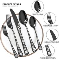 Service d'argenterie noire de 40 pièces pour 5 couverts en acier inoxydable avec bord rond, ustensiles de cuisine pour la maison et le restaurant, comprenant un couteau, une fourchette, une cuillère,