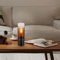 Tischleuchte Tischlampe Schlafzimmerlampe 1 flammig kupferfarben Glas H 30 cm
