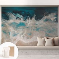 Papier peint intissé mural avec colle pour salon et chambre Décoration murale rapide - Colle incluse gratuite Vagues océaniques 208x146 cm