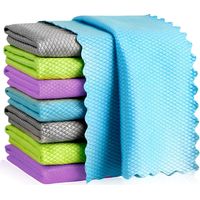 Lot de 8 Chiffons de Nettoyage en Microfibre pour vitres et vitres, Non Pelucheux, Nettoyage Rapide des fenêtres, Lunettes, Pare Brise, miroirs, Acier